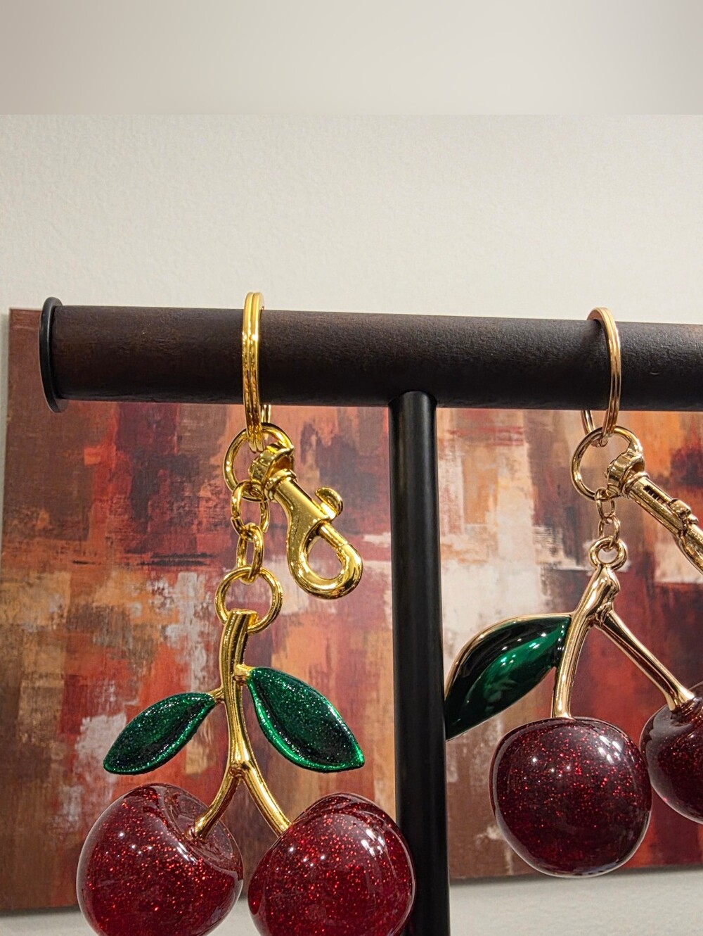 Cherry Drop Keychain Bag Charms - Choose 1 Leaf Or 2